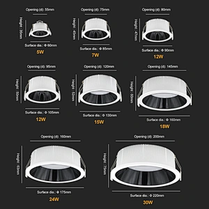 Cob Led Iluminación Profunda Empotrable Downlight Carcasa Pieza Downlight Led Down Light